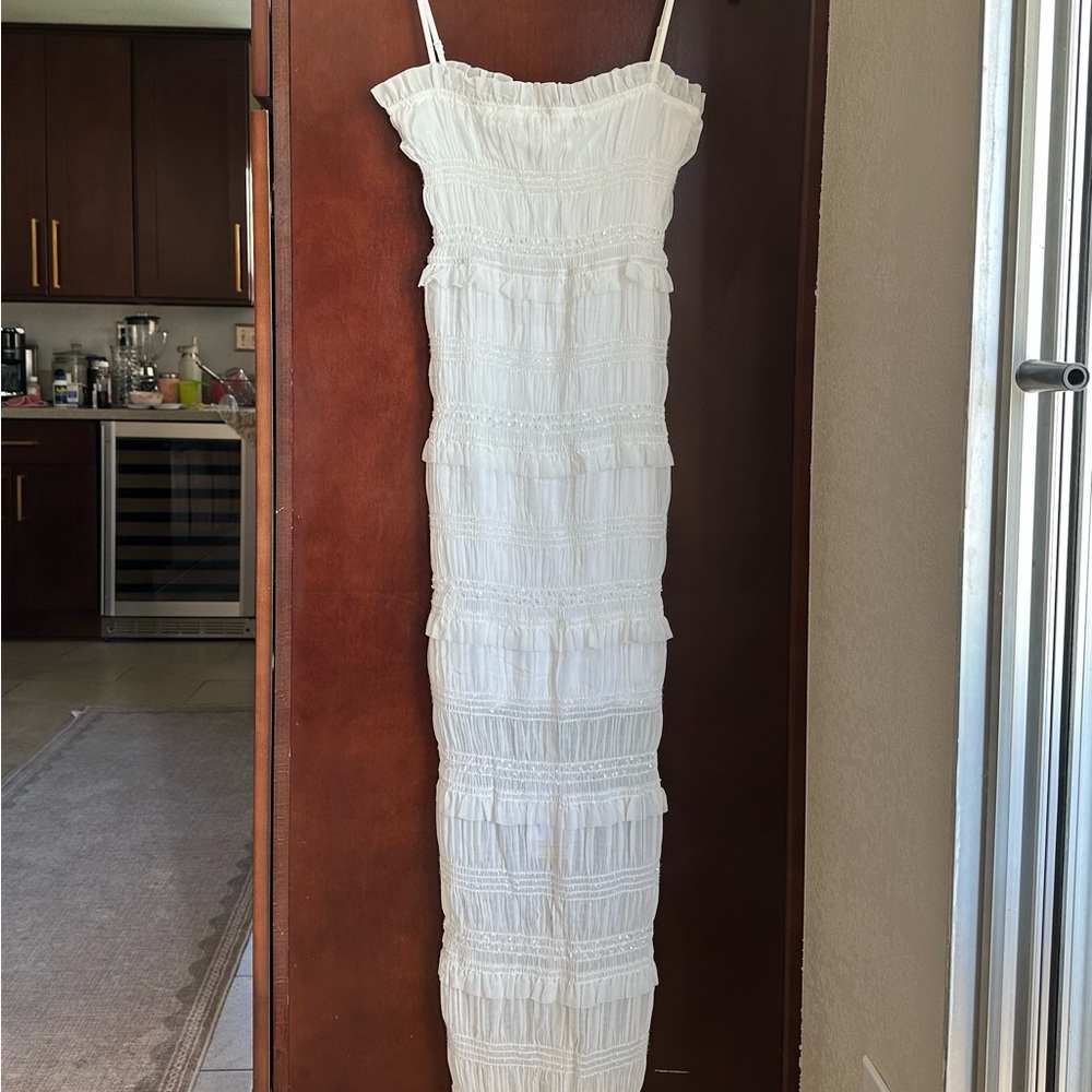 Commense White Textured Maxi Dress